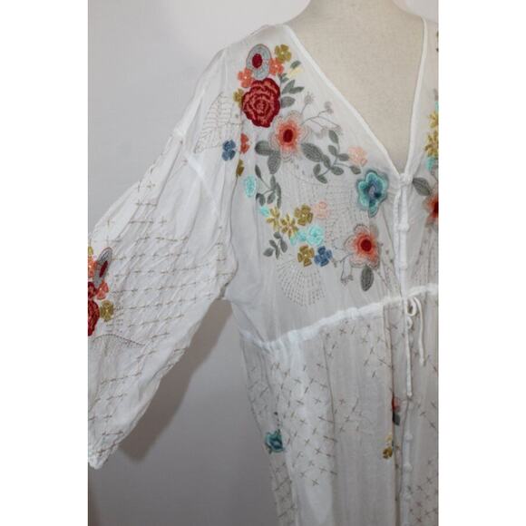 JOHNNY WAS Sz L Large White Fierro Embroidered Dress Coverup NO SLIP NWT - Picture 6 of 9